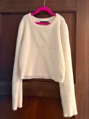Balboa Girls' Cream Fuzzy Pullover Sweater